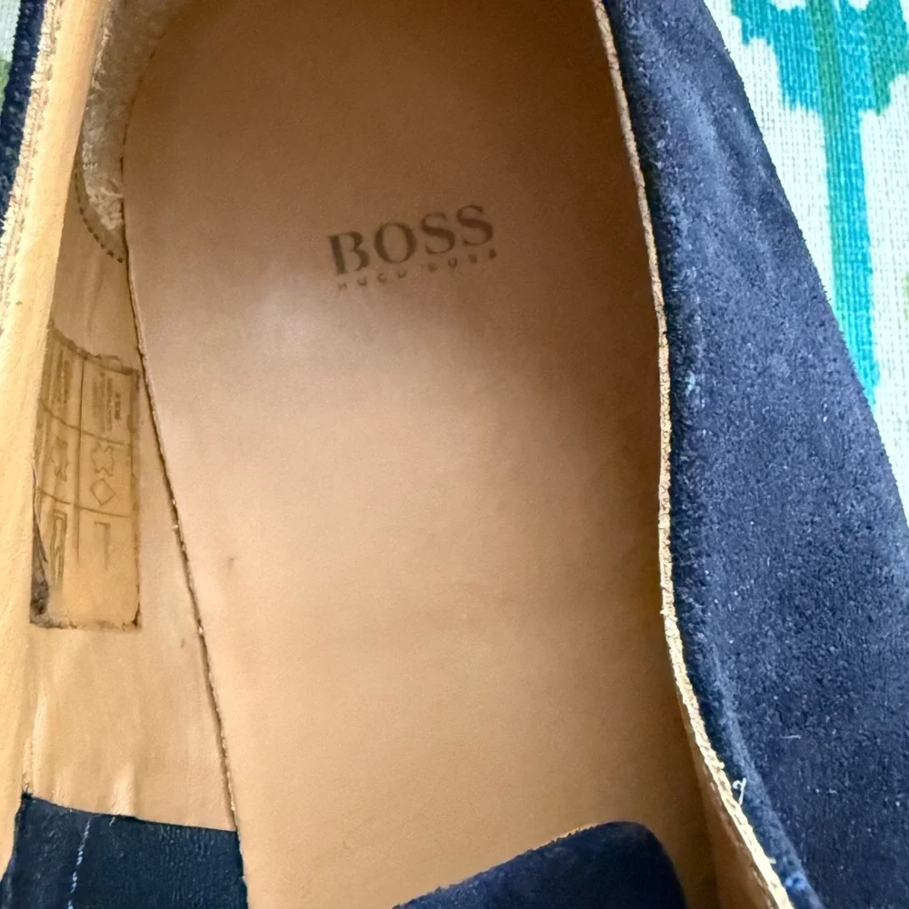 Hugo Boss Dark Blue Suede Oxfords